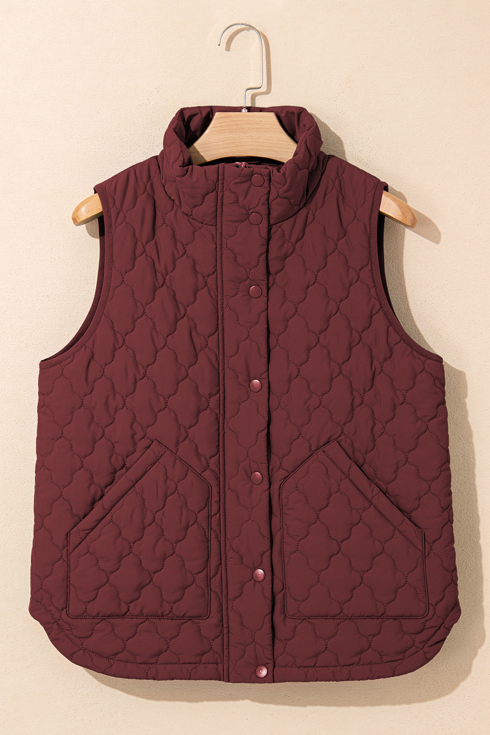 Wild Ginger Flower Shape Quilted Snap Button Zip Up Winter Vest - loveforevers