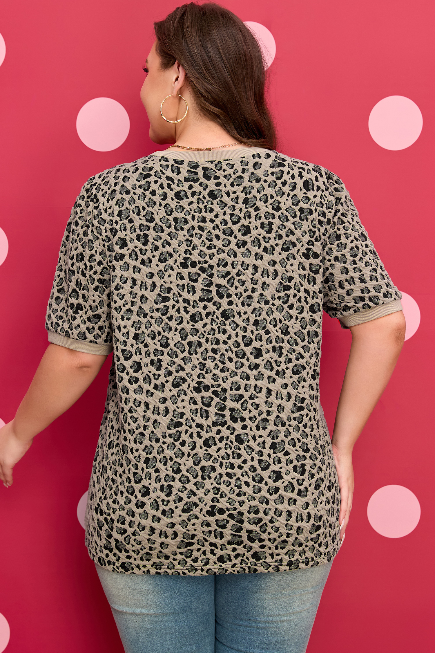 Beige Zip up Collared Leopard Cap Sleeve Top - loveforevers