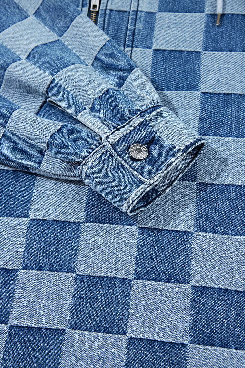 Dark Grey Checkered Denim Wide Leg Jeans - loveforevers