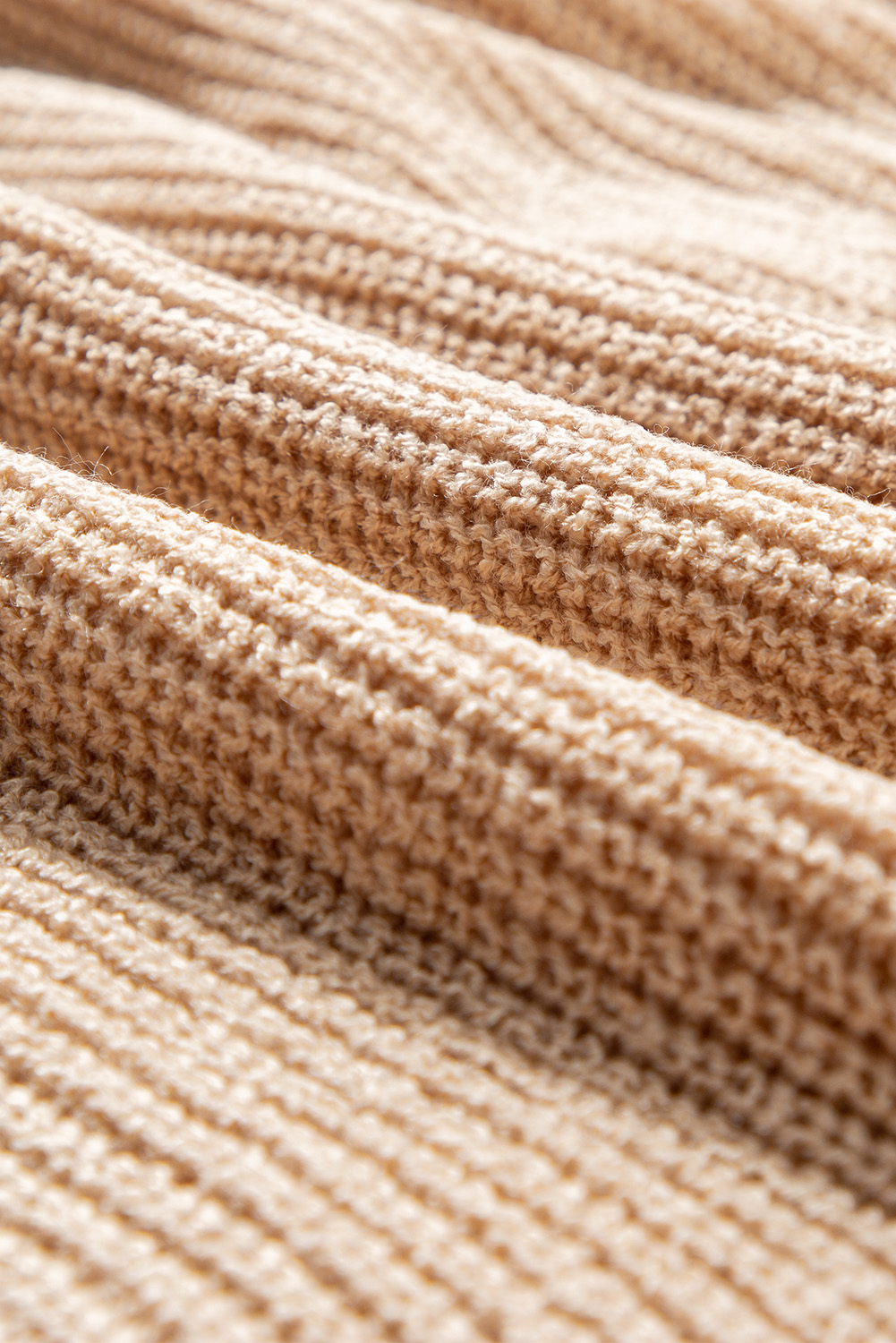 Light French Beige Contrast Striped 3/4 Sleeve Crew Neck Sweater - loveforevers