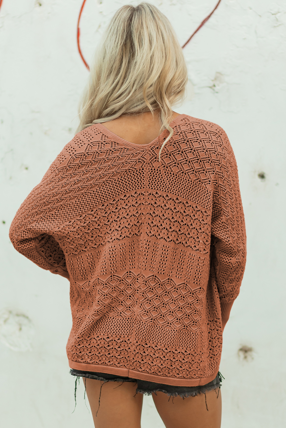 Redwood Burl Mixed Pattern Knitted Open Front Plus Cardigan - loveforevers