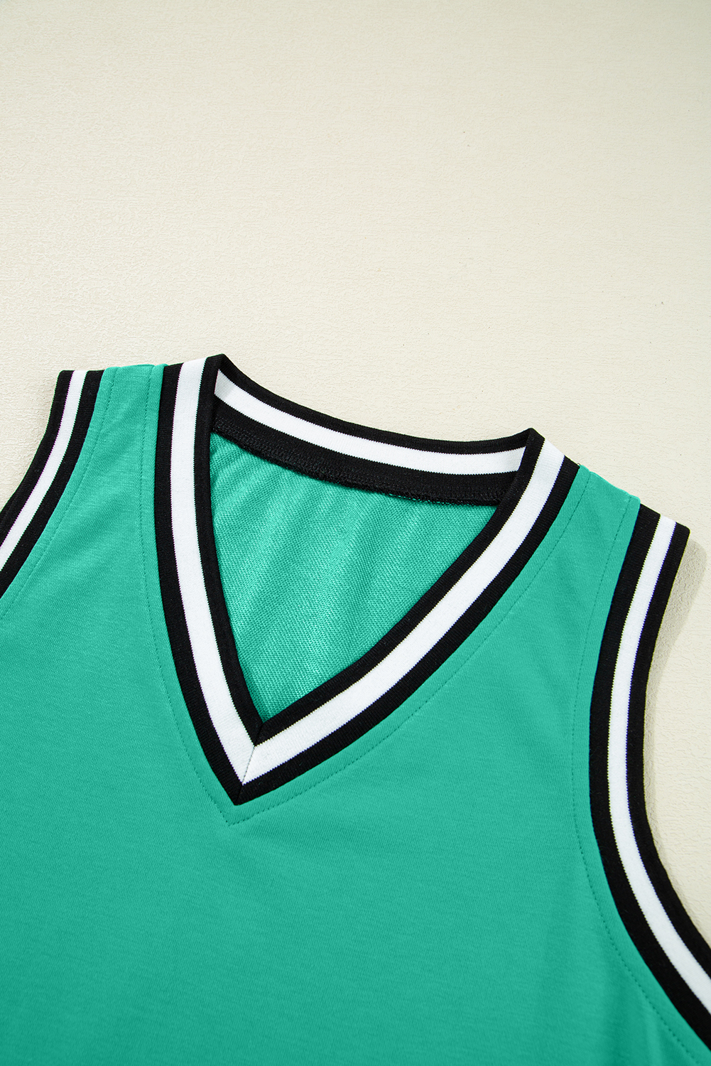 Mint Green Varsity Contrast Striped V Neck Long Sleeve T Shirt Dress with Pockets - loveforevers