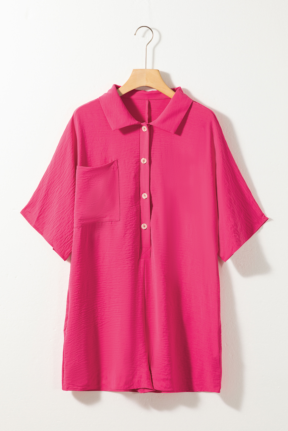 Black Half Button Collared Loose Romper - loveforevers