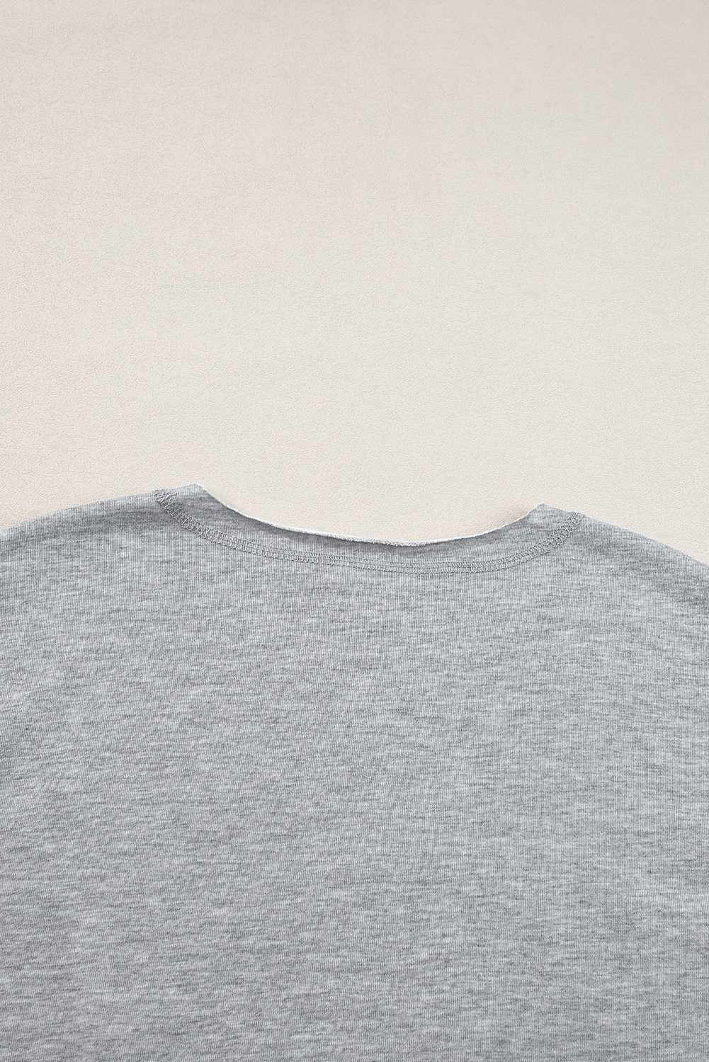 Light Grey USA Lettering Patch Notched Neck Loose Tee - loveforevers