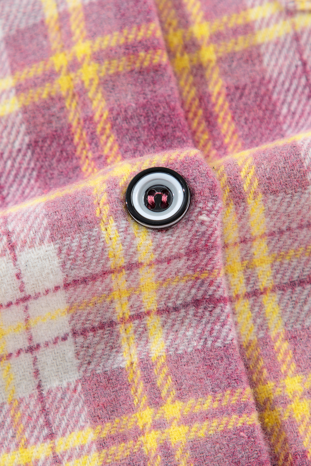 Pink Plaid Print Chest Pocket Long Sleeve Shacket - loveforevers