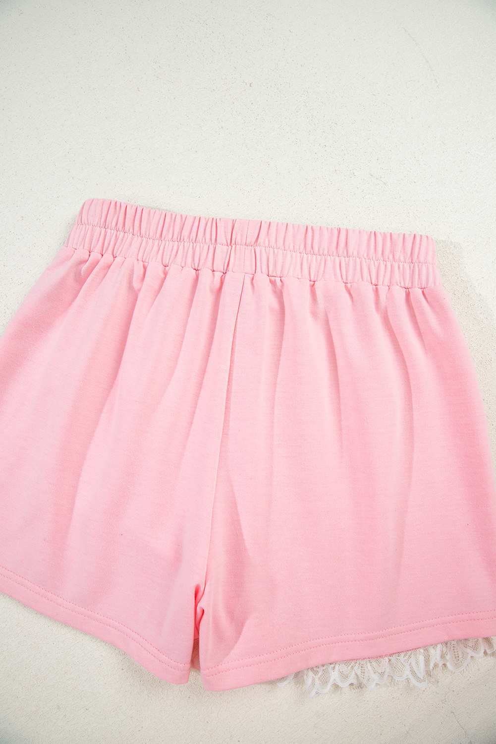 Pink Peter Pan Lace Embellished Neck Collision Sweatshirt and Skirt Two Piece Set - loveforevers