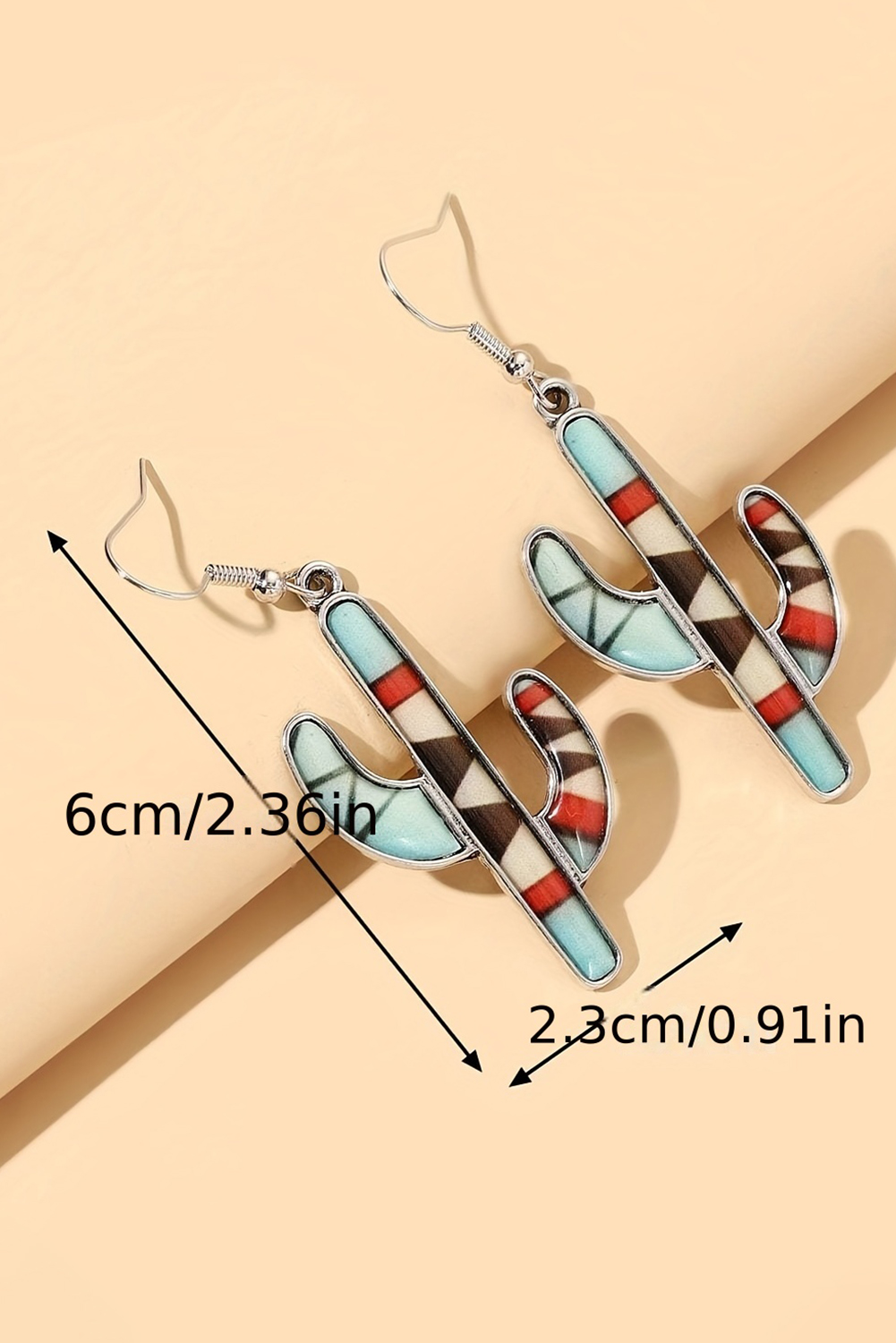 Light Blue Western Cactus Alloy Dangle Earrings - loveforevers