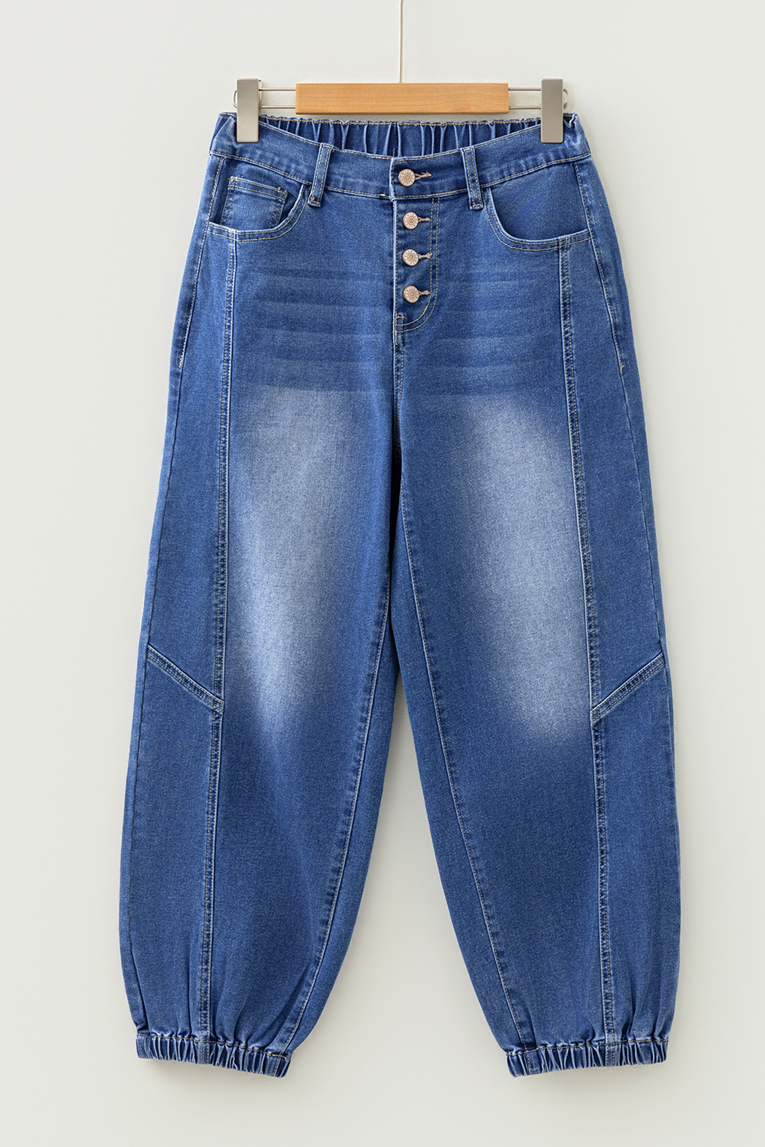 Dusk Blue Loose Straight Leg Cropped High Waist Jeans - loveforevers