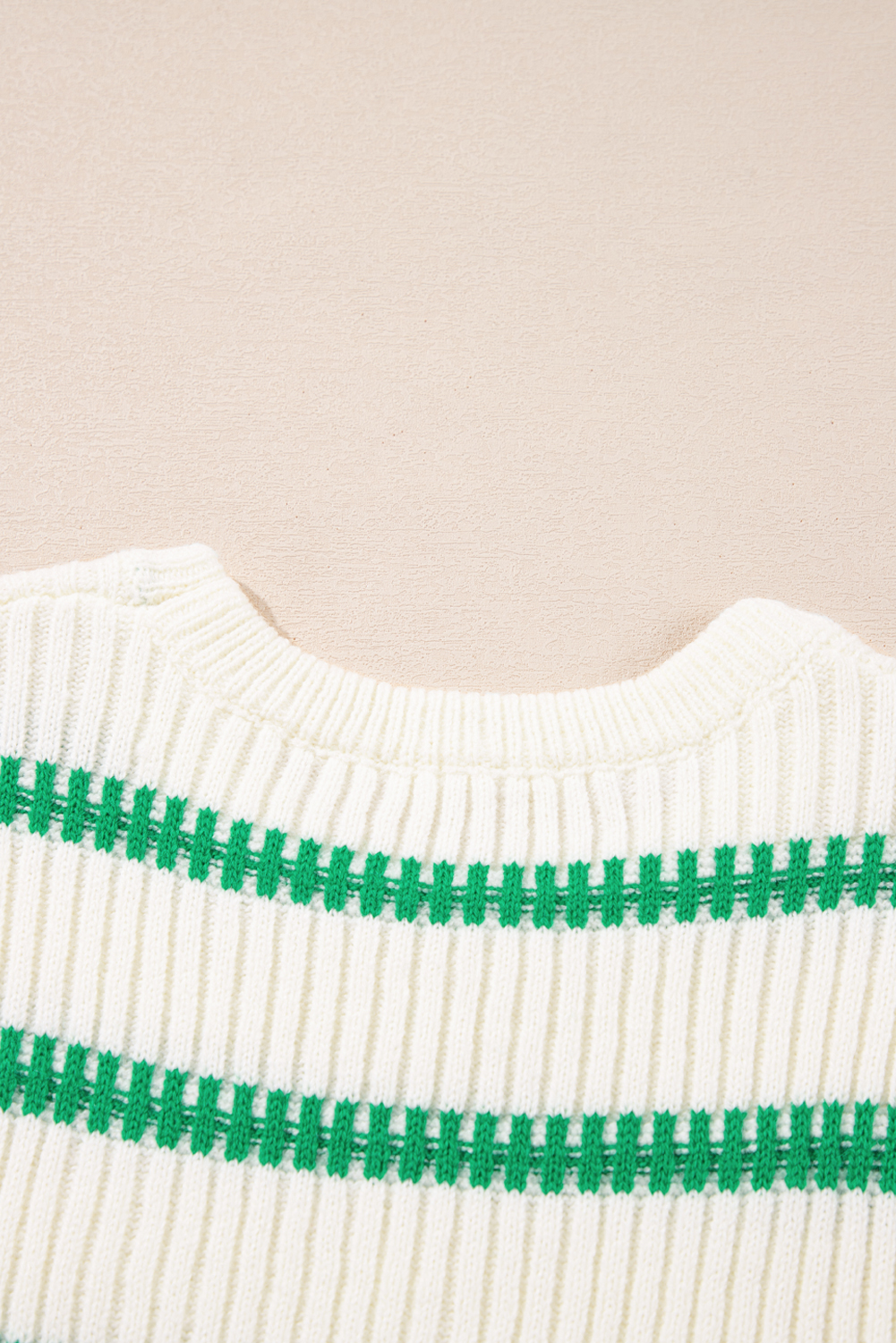 Bright Green Striped Round Neck Casual Sweater Vest - loveforevers