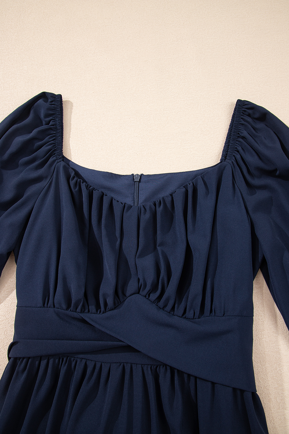 Blue White Plain Ruffled High Waist Square Neck Mini Dress - loveforevers