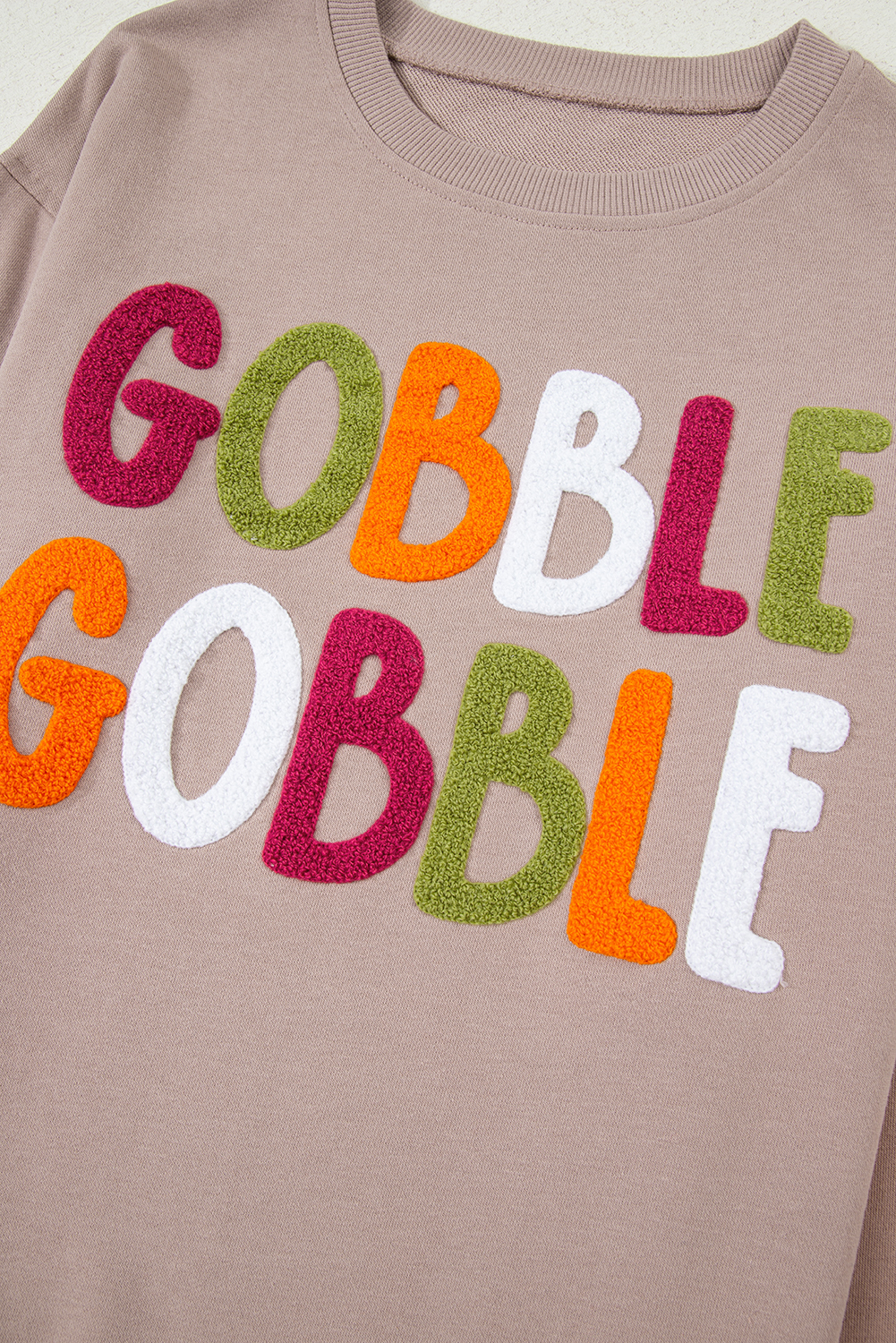 Dark Khaki GOBBLE Letter Graphic Thanksgiving Shift Sweatshirt - loveforevers