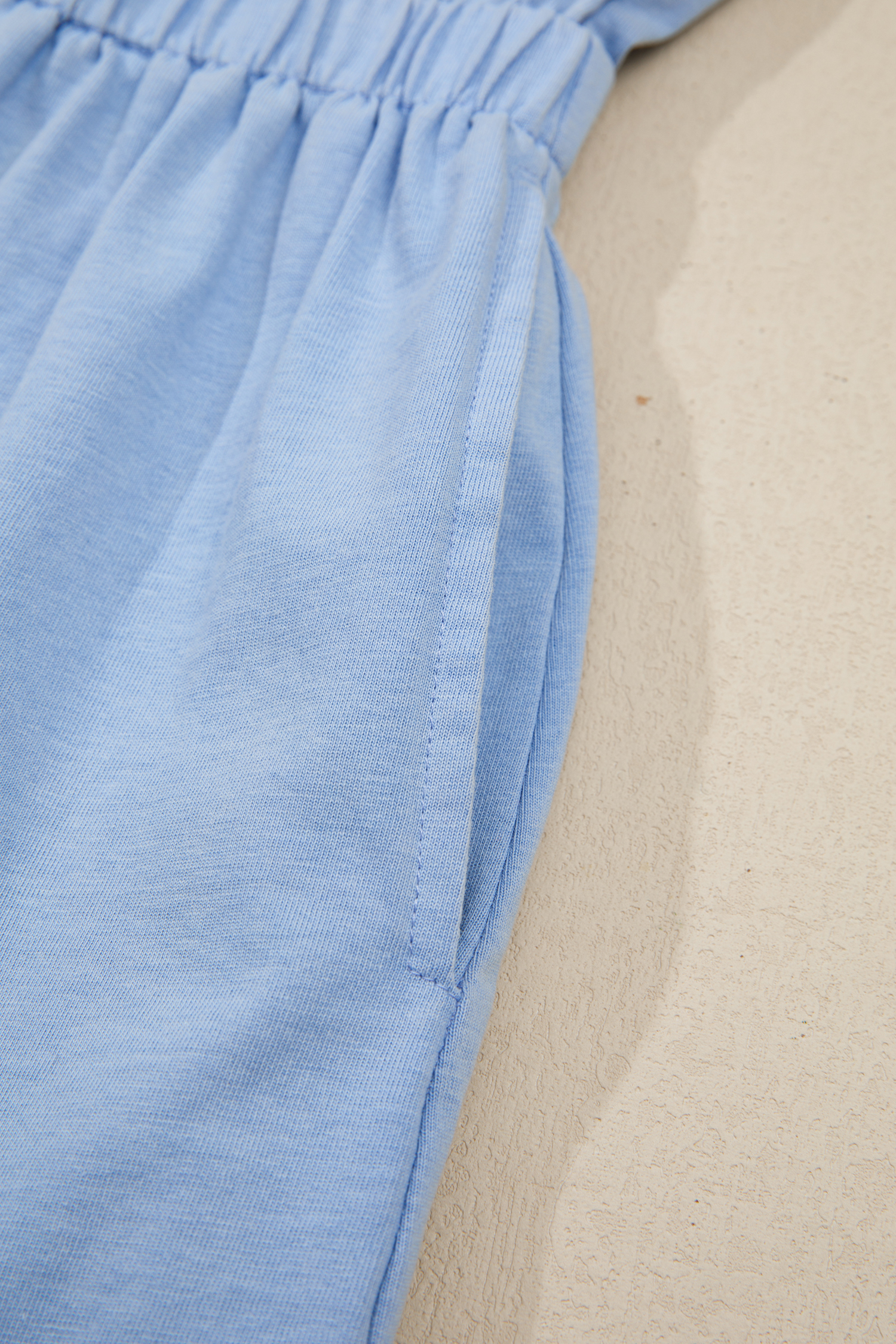Sky Blue Mineral Wash Elastic Waist Tank Dress with Side Pockets - loveforevers
