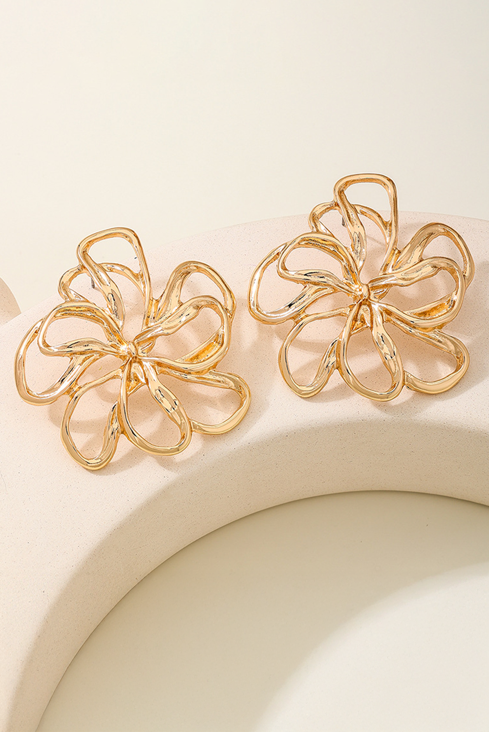 Gold Flower Shape Plated Alloy Fashion Earrings - loveforevers