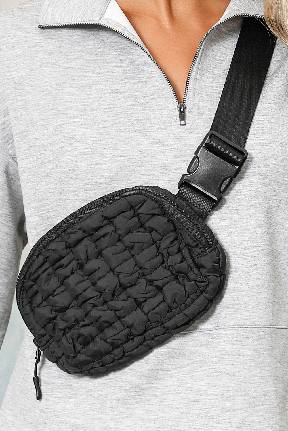 White Quilted Puffer Belt Bag Fanny Pack - loveforevers