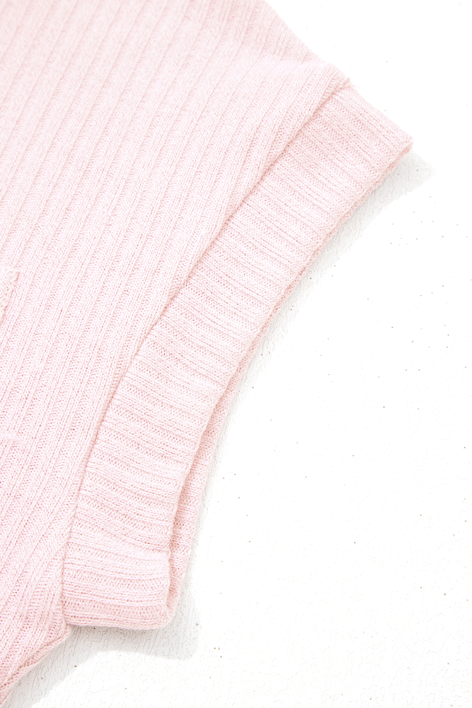 Light Pink Collared V Neck Ribbed Tee - loveforevers
