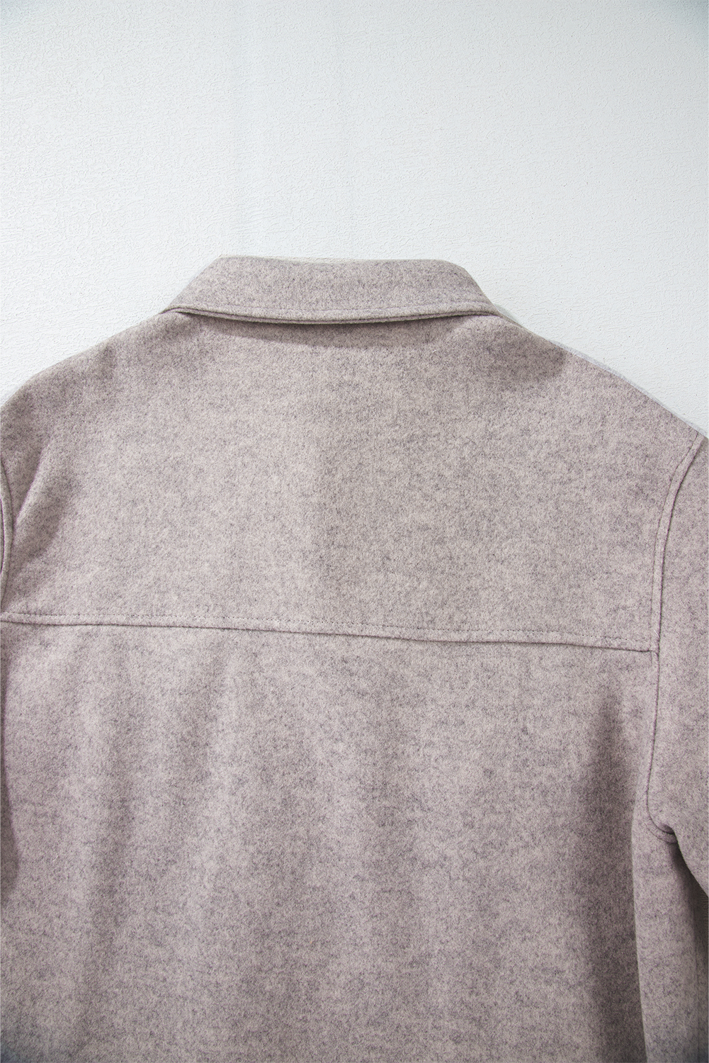 Light Grey Turn Down Collar Flap Pockets Buttoned Shacket - loveforevers