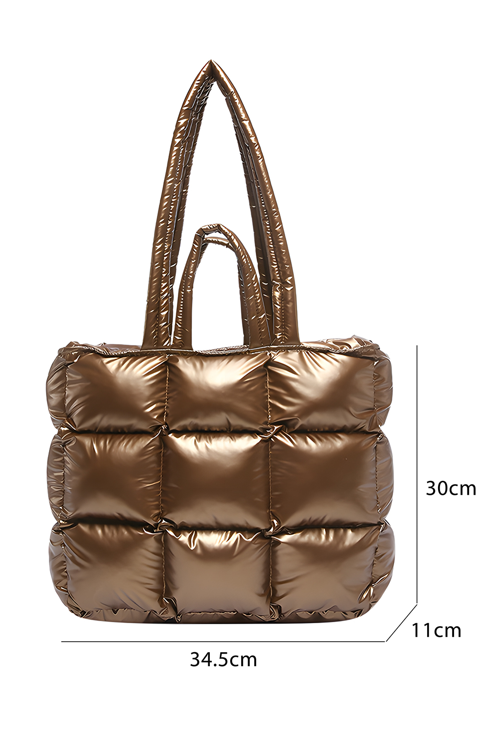 Gold Large Capacity Quilted Puffer Tote Bag - loveforevers