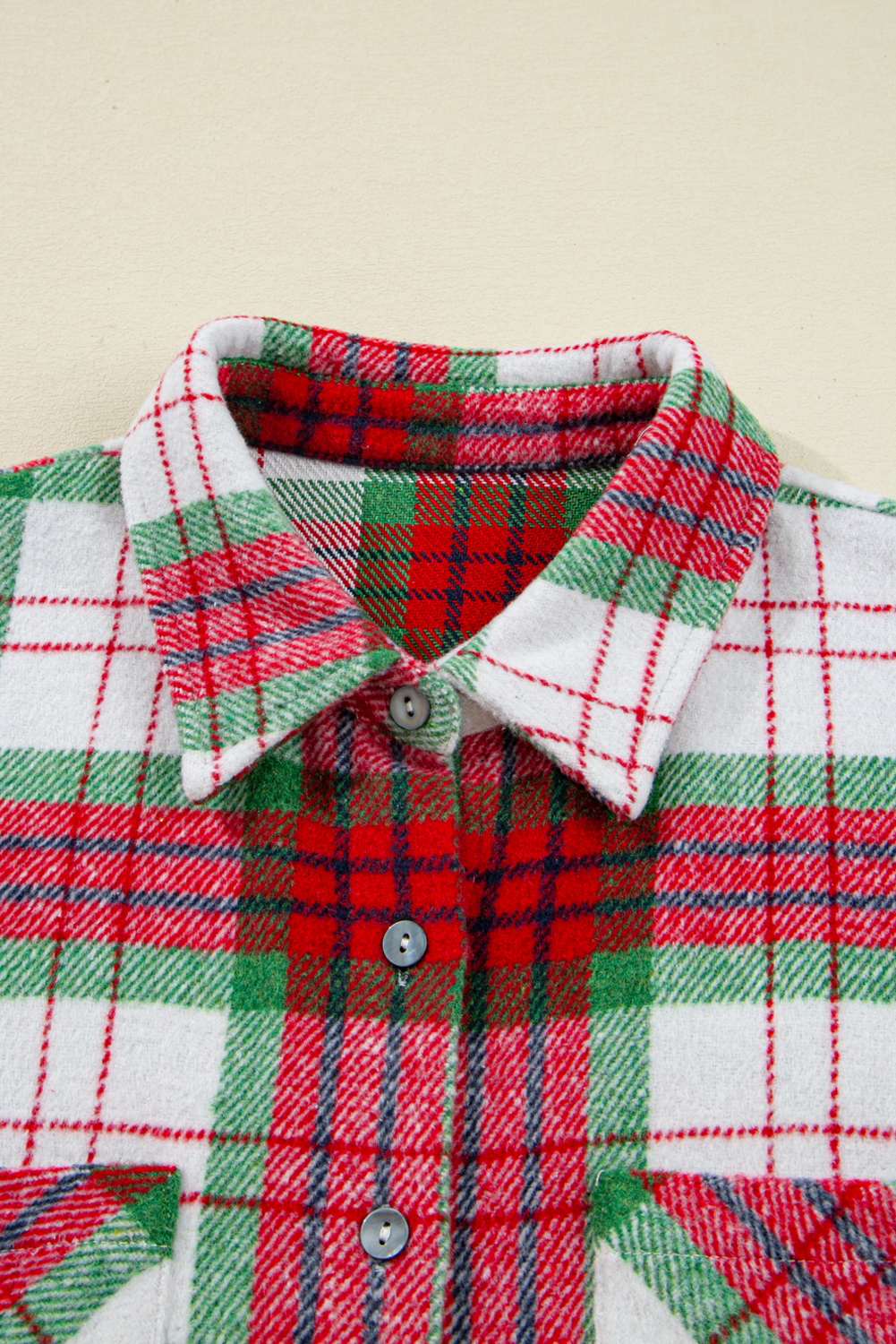 Red Christmas Plaid Casual Flannel Shacket - loveforevers