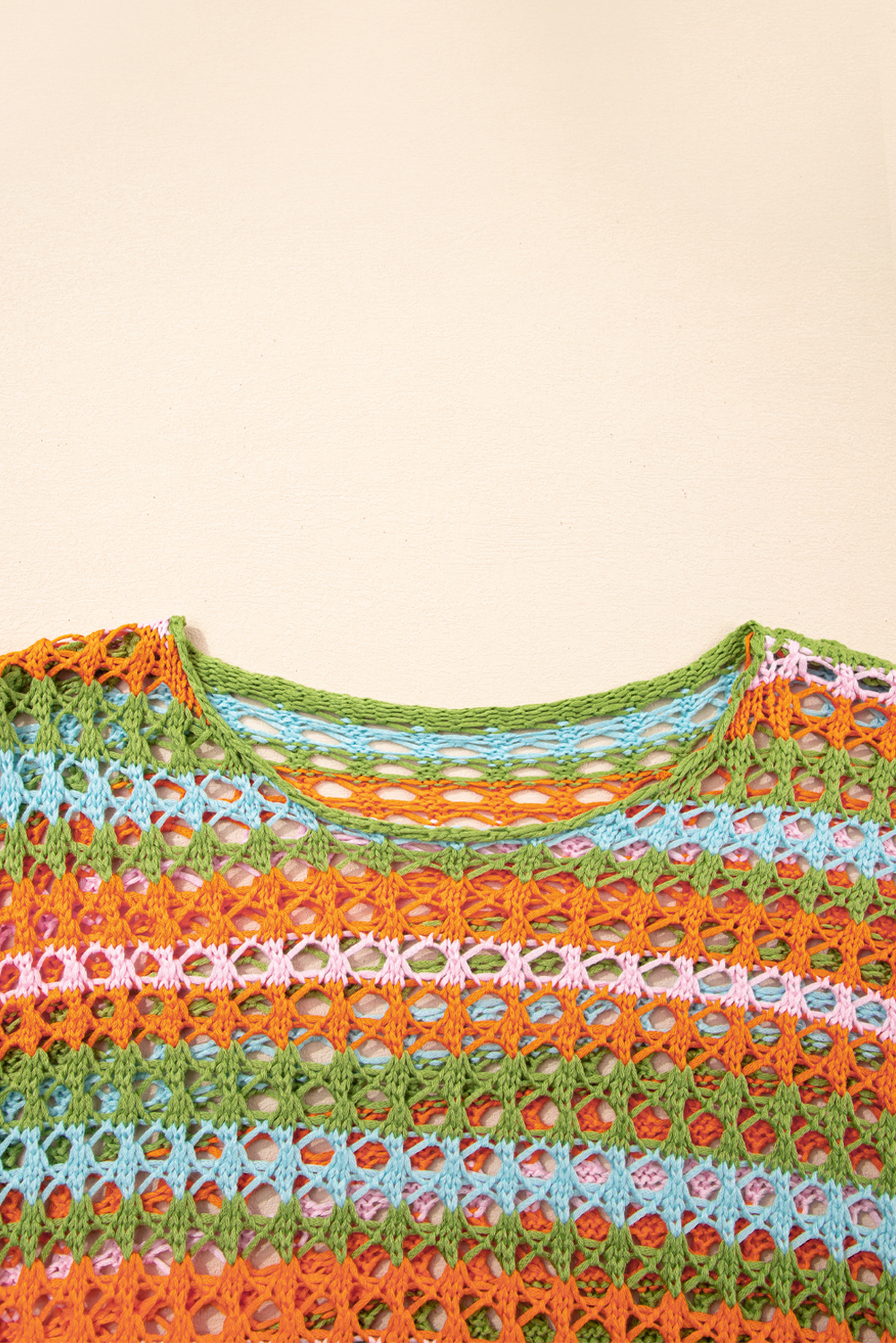 Purple Multi Stripe Open Knit Sweater Beach Cover Up - loveforevers