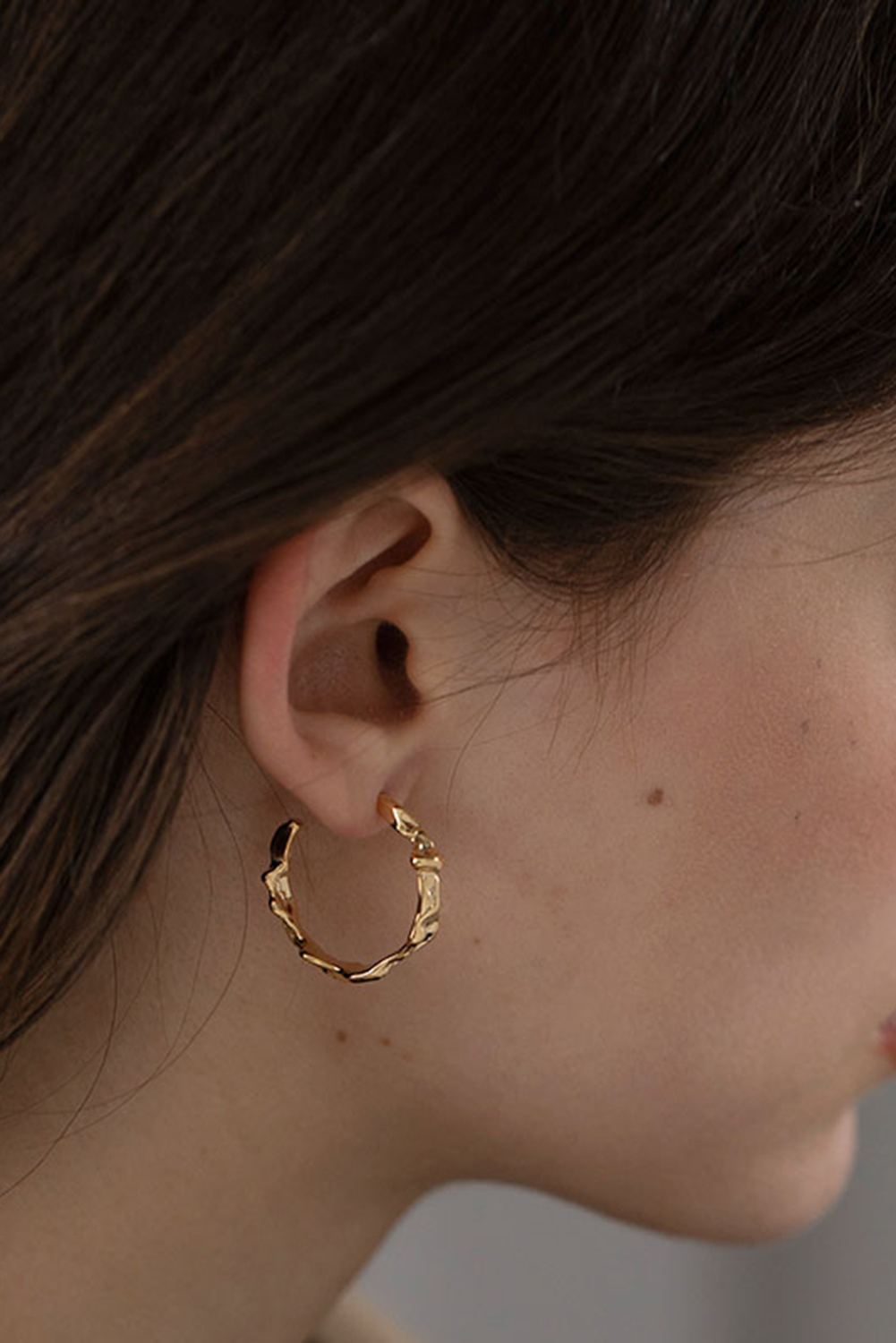 Gold Wrinkled Plated Alloy Hoop Earrings - loveforevers