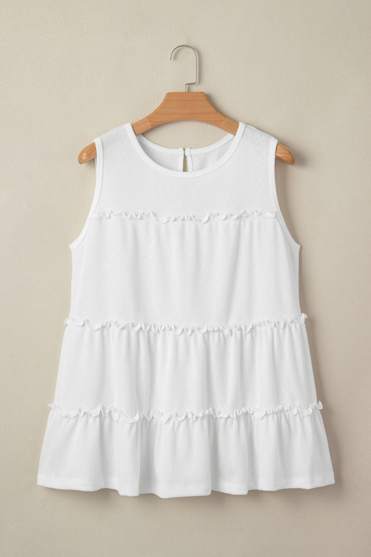White Tiered Frill Trim A-line Tank Top - loveforevers