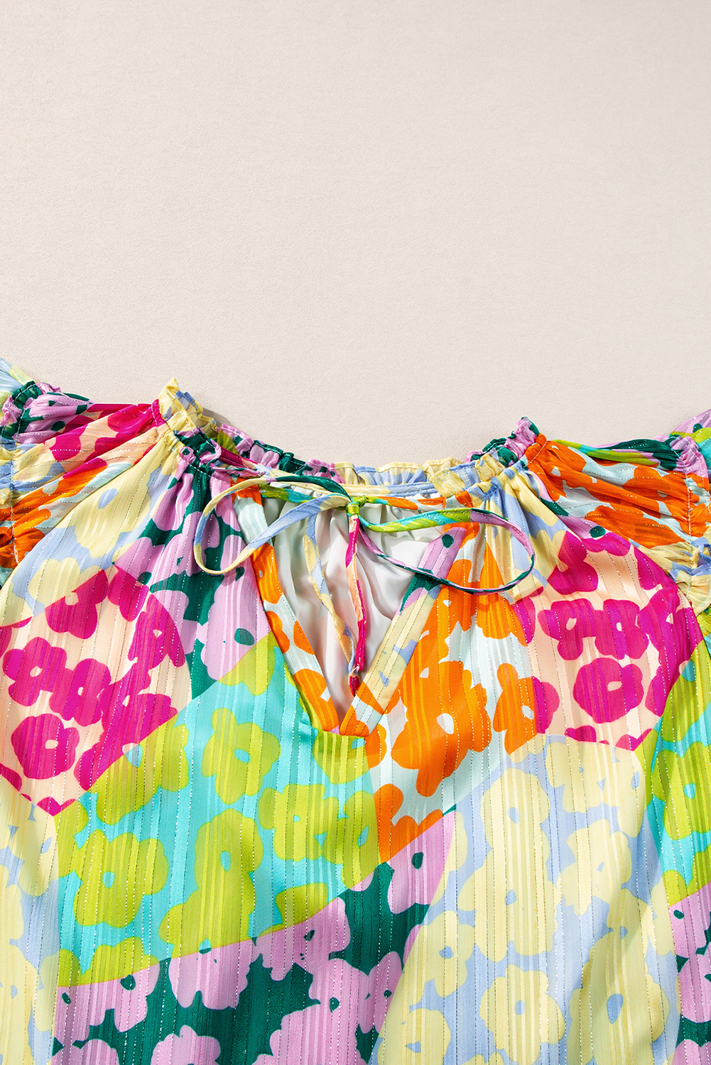 Multicolour Leopard Flutter Sleeve V Neck Crinkled Blouse - loveforevers
