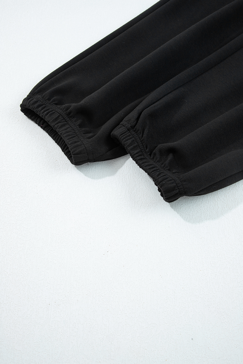 Black Zip Collar Long Sleeve Top Drawstring Pants Set - loveforevers
