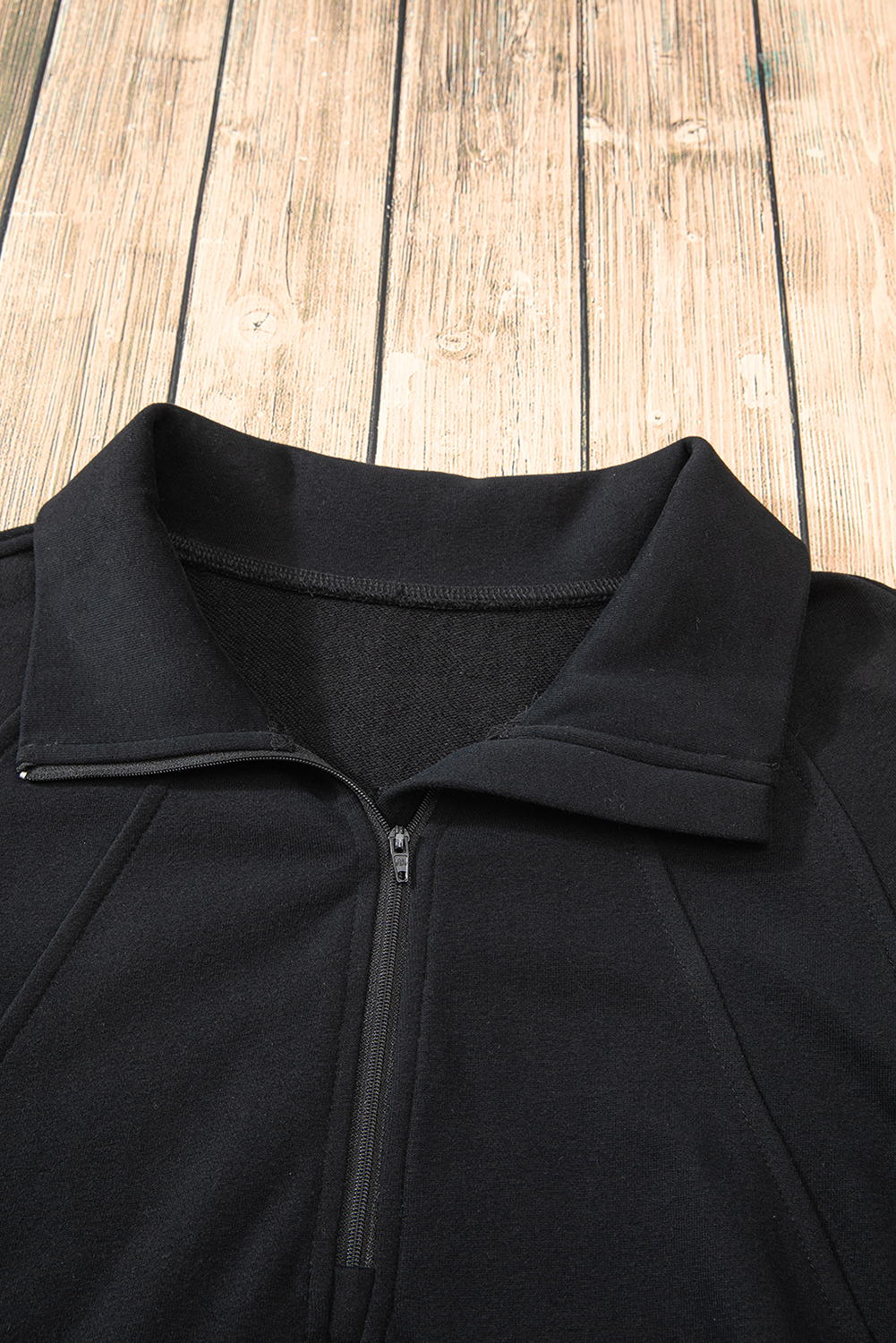 Aruba Blue Quarter Zip Stand Neck Kangaroo Pocket Sweatshirt - loveforevers