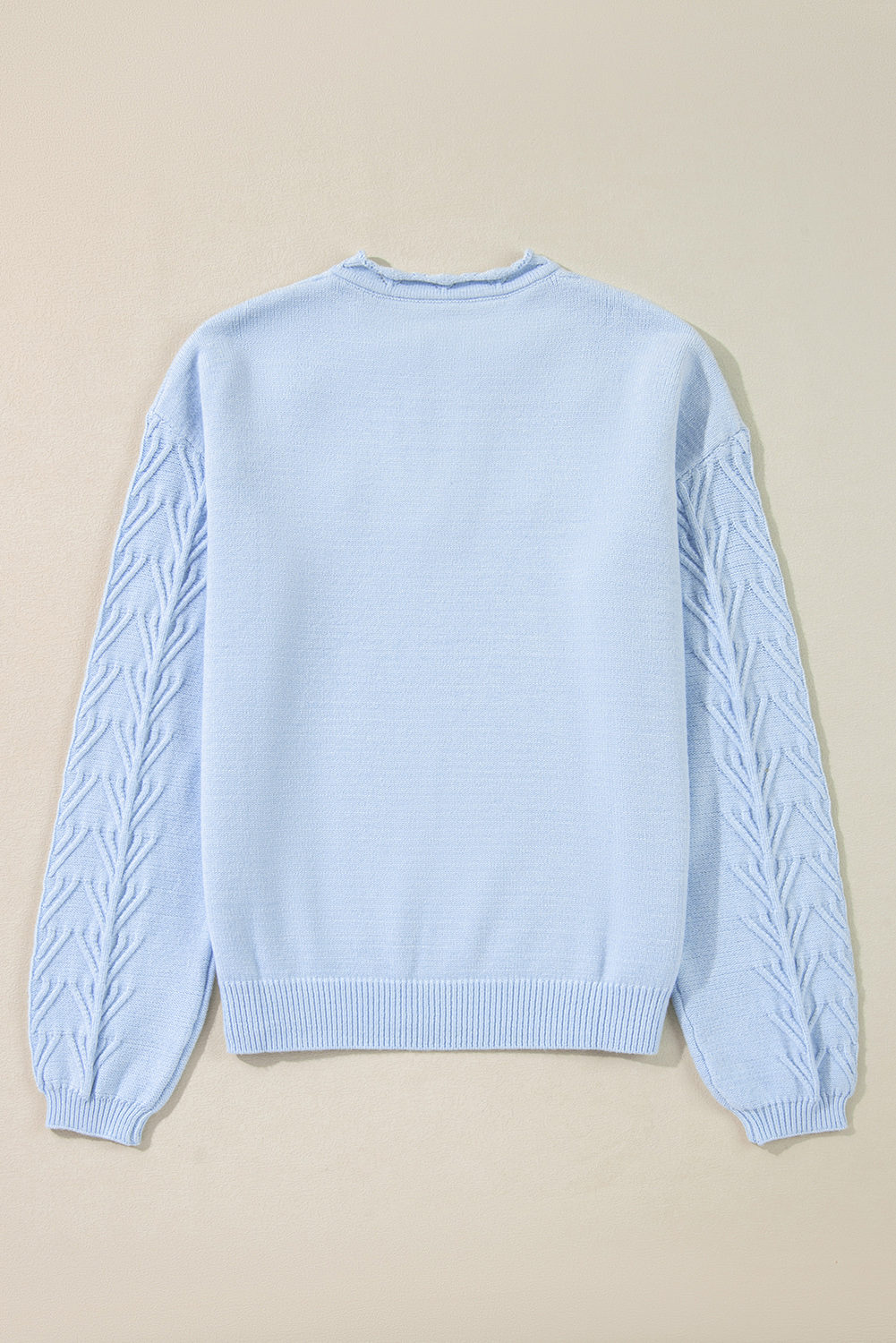 Beau Blue Flower Detail Knitted Notched Neck Sweater - loveforevers