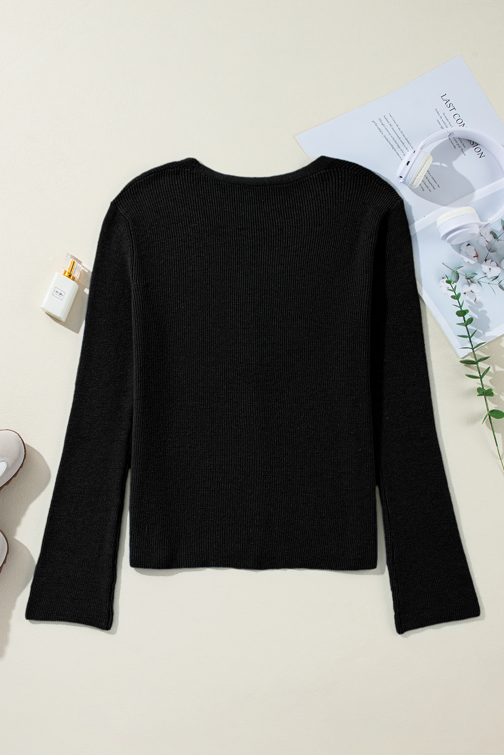 Moss Green Lightweight Ribbed Knit Button Front V Neck Cardigan - loveforevers