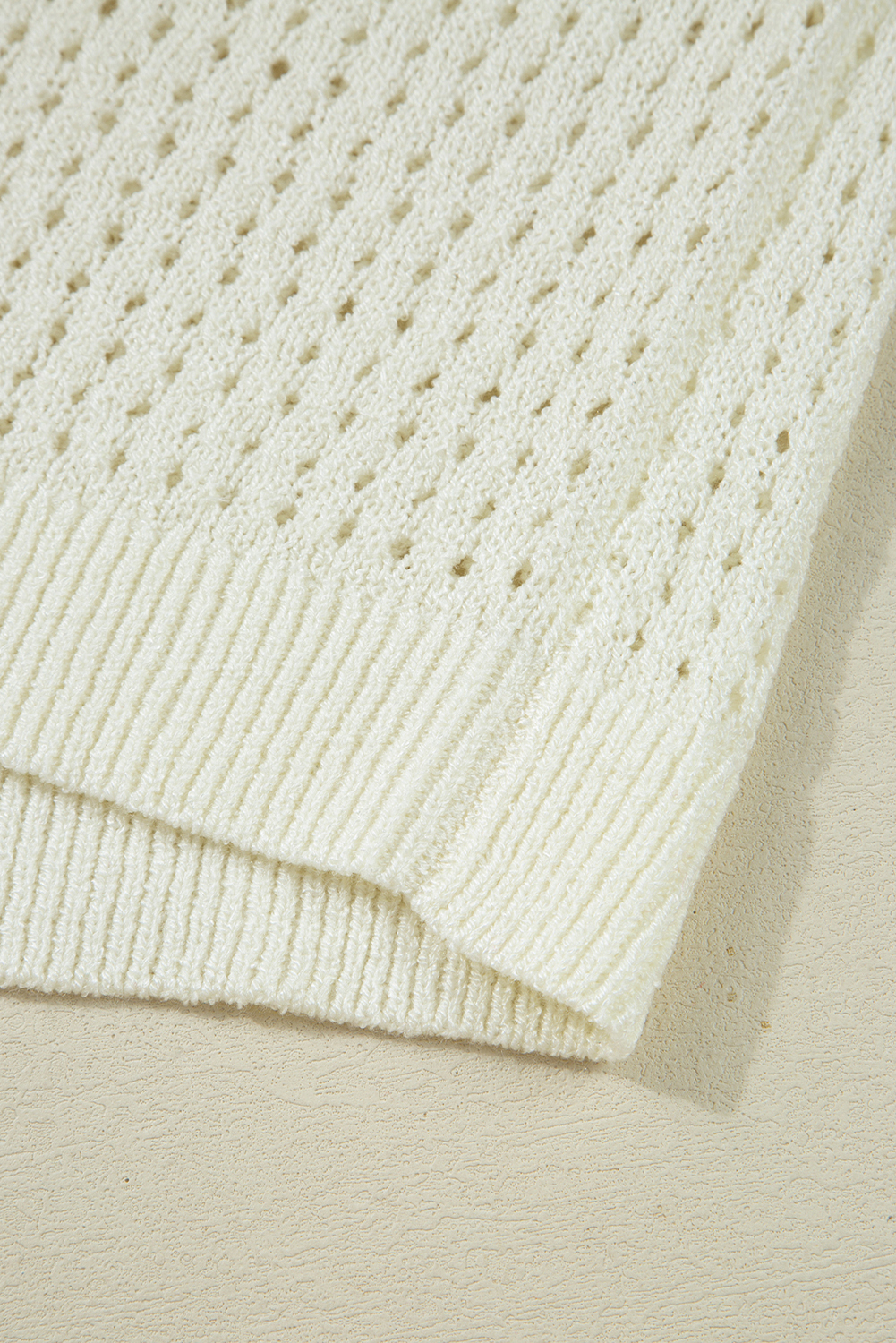 White BEACH Hollow Out Knitted Lightweight Dolman Sweater - loveforevers