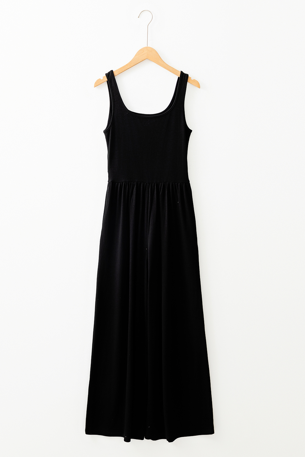 Black Peekaboo Wide Leg Square Neck Sleeveless Jumpsuit - loveforevers
