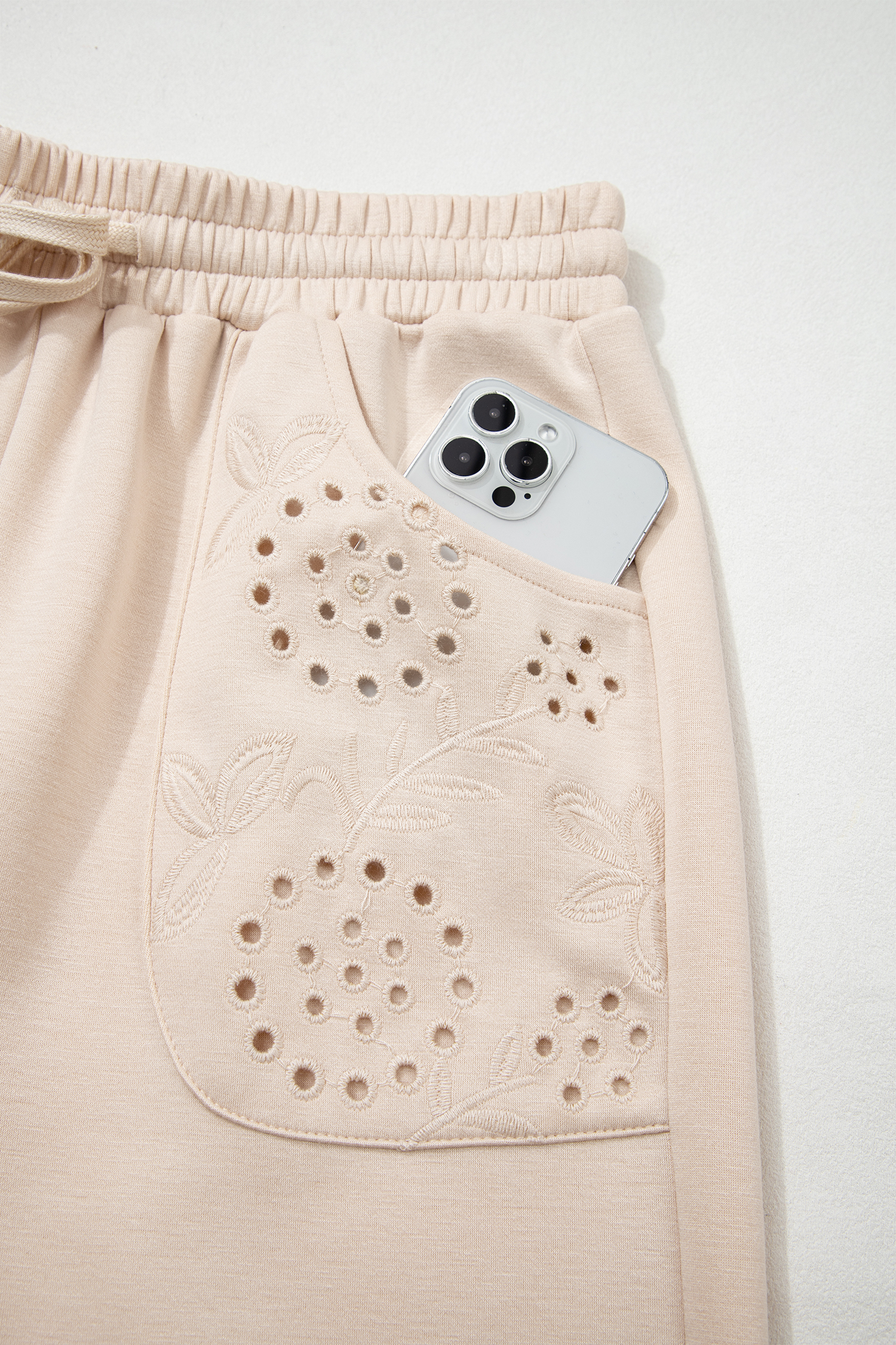 Jet Stream Embroidered Patched Pockets Drawstring Pants - loveforevers