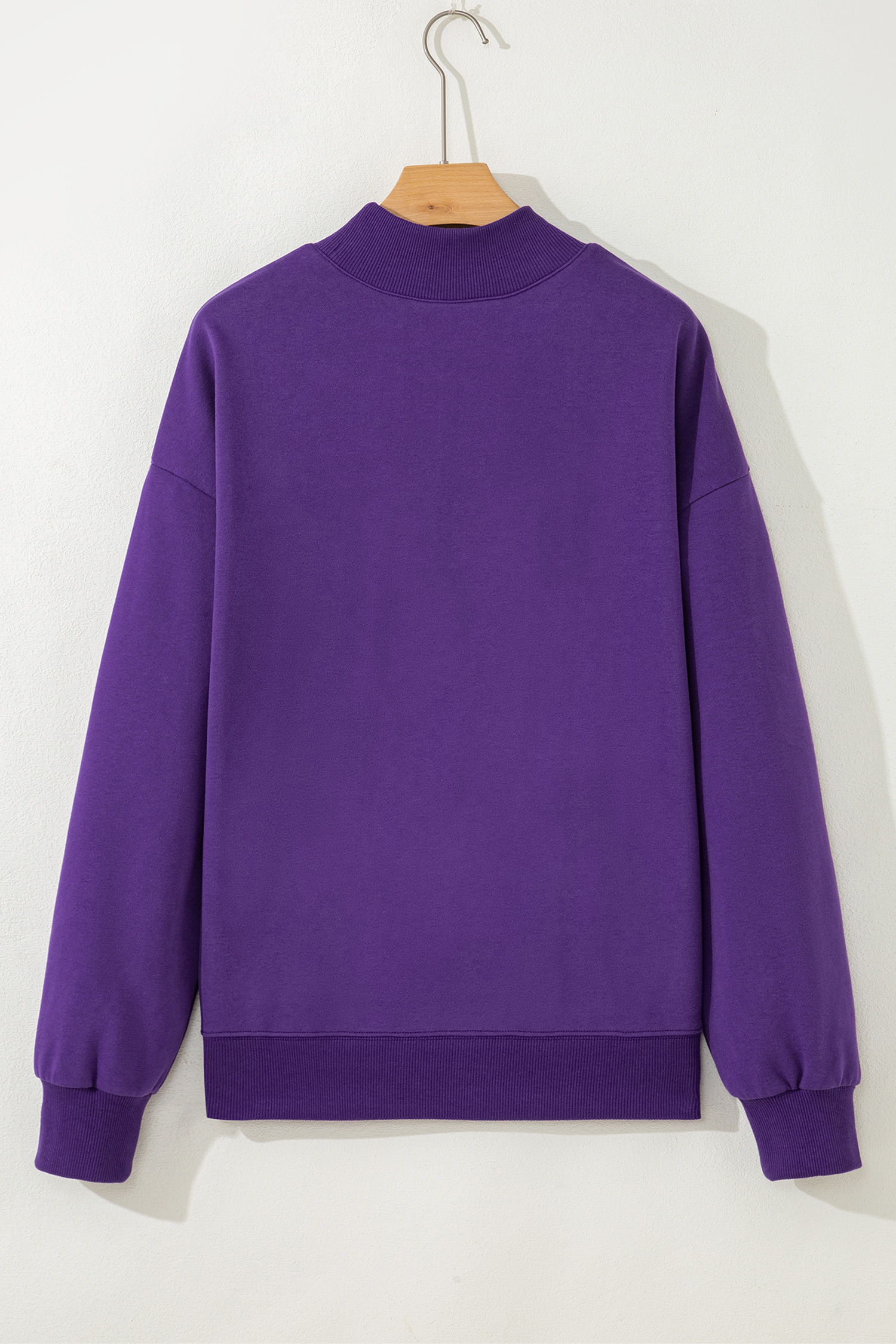 Tillandsia Purple MARDI GRAS Leopard Lightning Sequin Graphic Mock Neck Sweatshirt - loveforevers