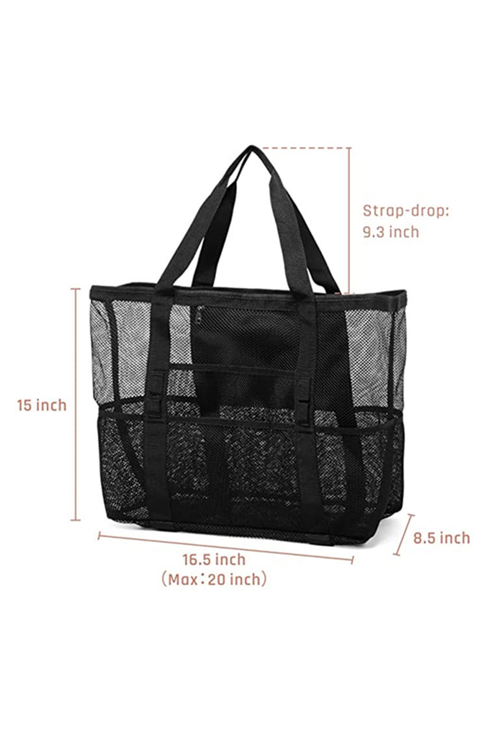 Black Multi-pocket Large Mesh Tote Bag - loveforevers
