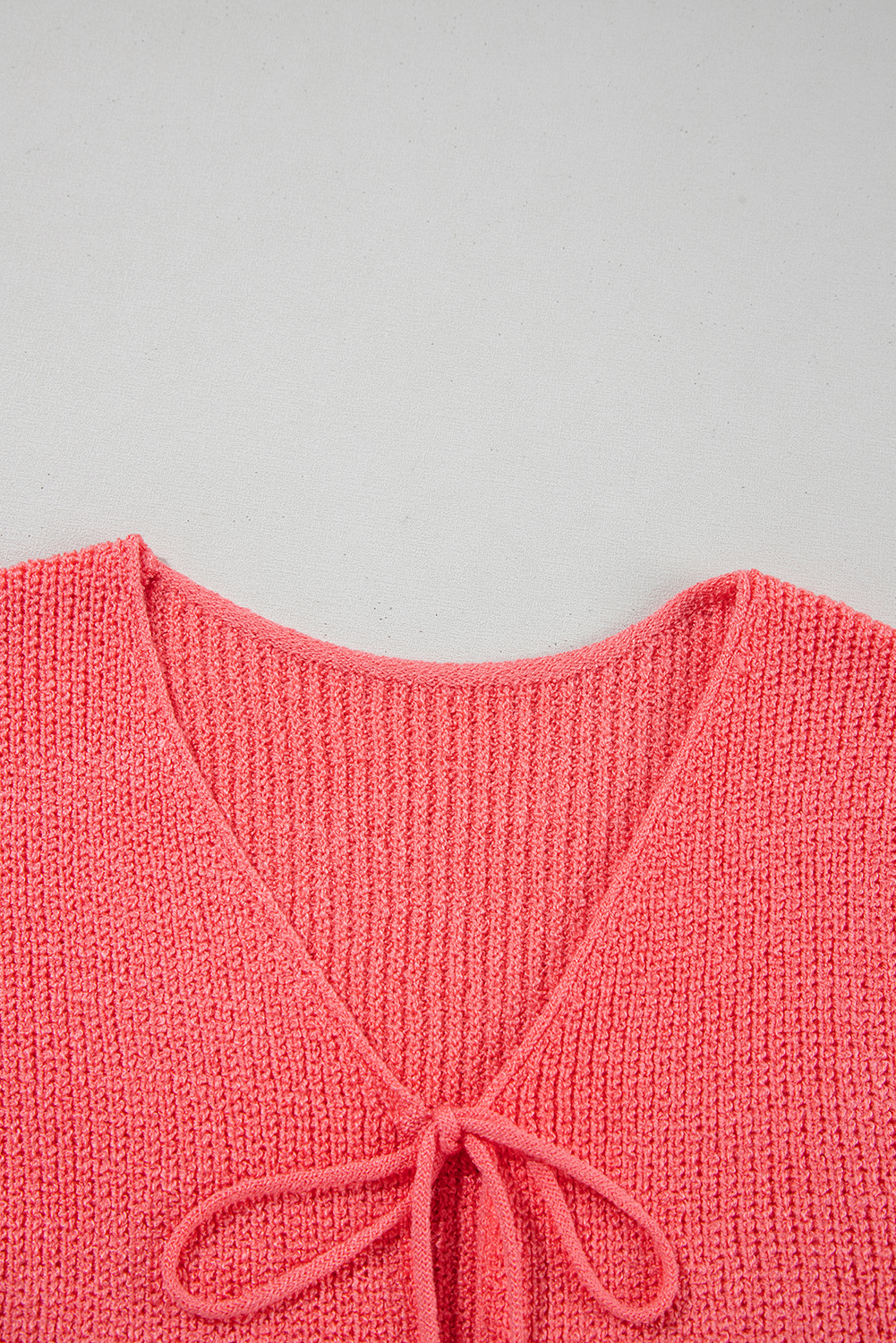 Tomato Red Lace-up Front V Neck Sweater Vest - loveforevers
