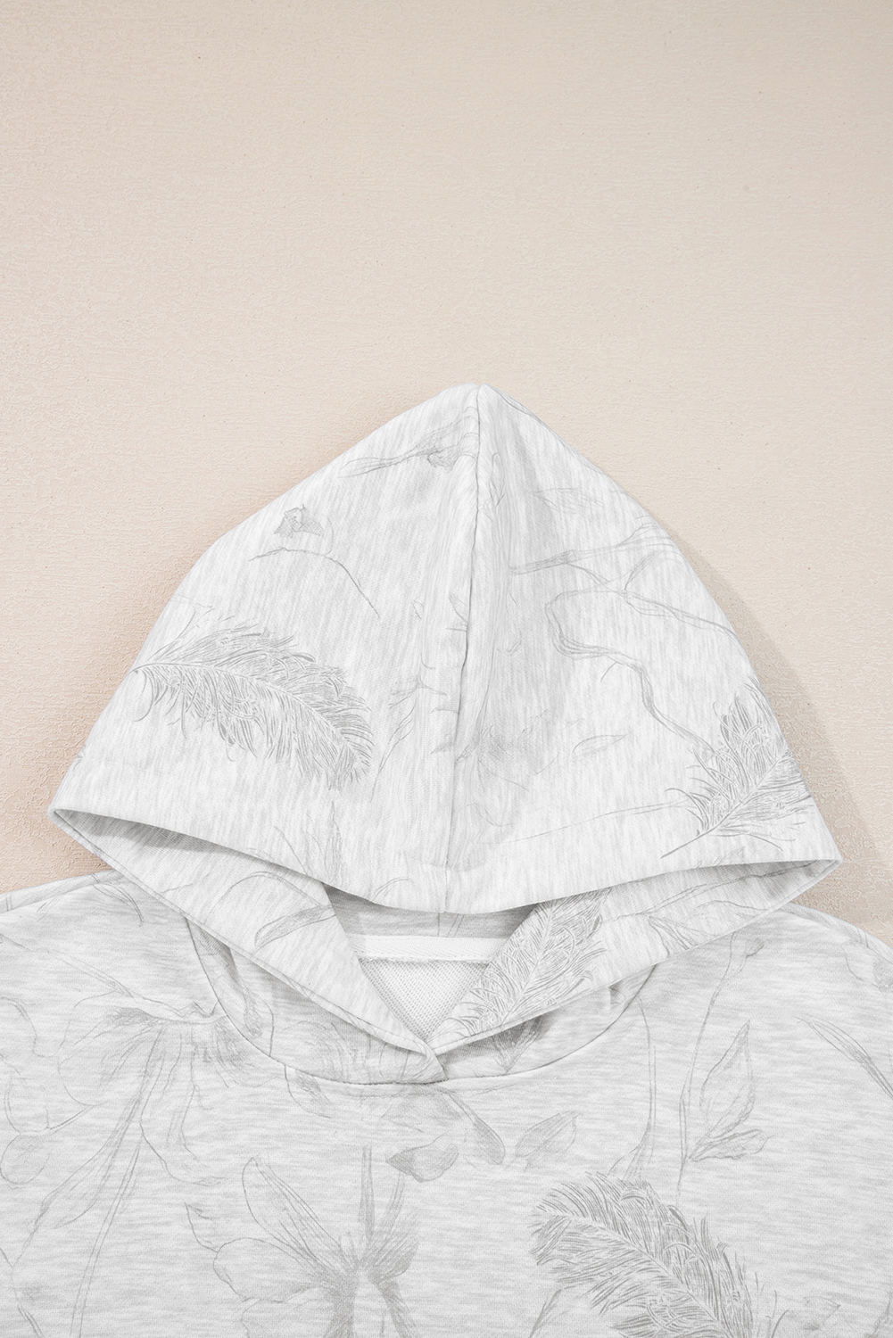 Light Grey Abstract Print Loose Drop Sleeve Hoodie Elastic Waistband 2pcs Pant Set - loveforevers
