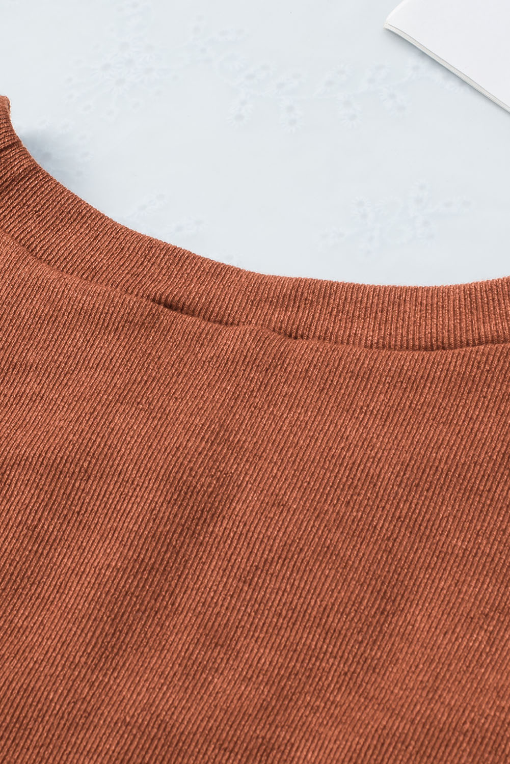 Brown Ribbed Peekaboo Cutout Long Sleeve Top - loveforevers