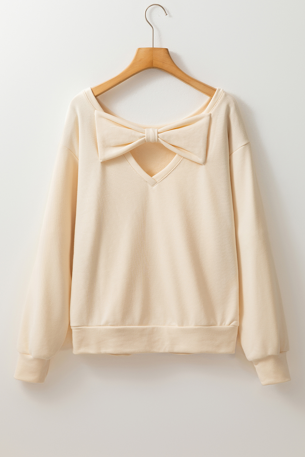 Black Bowknot Dewback Round Neck Sweatshirt - loveforevers