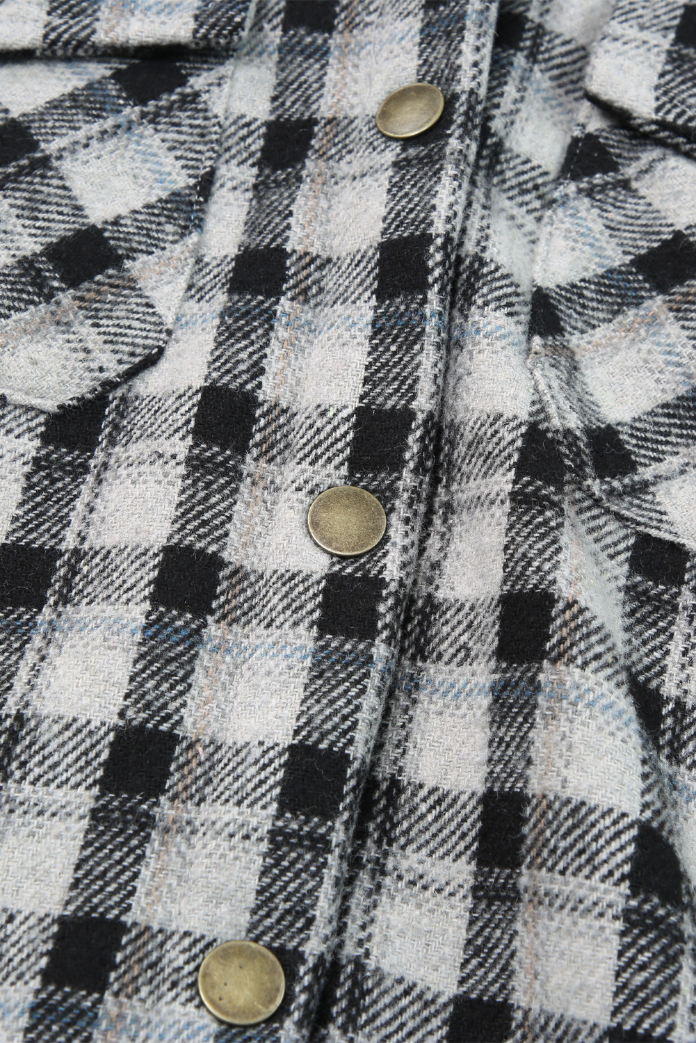 Black Plaid Pattern Sherpa Lined Hooded Shacket - loveforevers