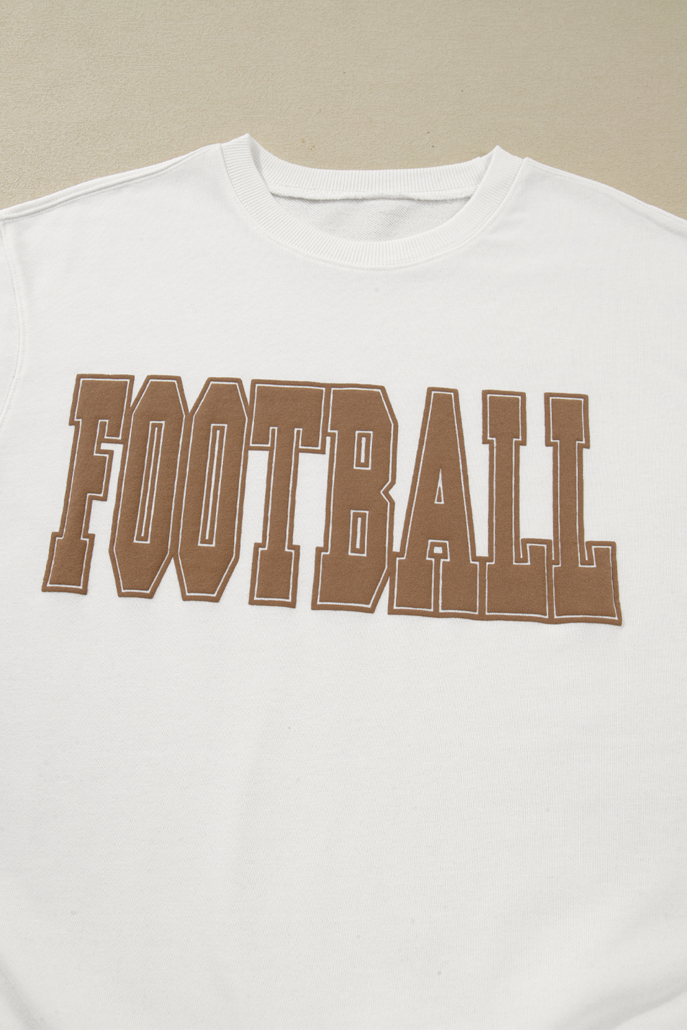White FOOTBALL 3D Letter Graphic Crew Neck Sweatshirt - loveforevers