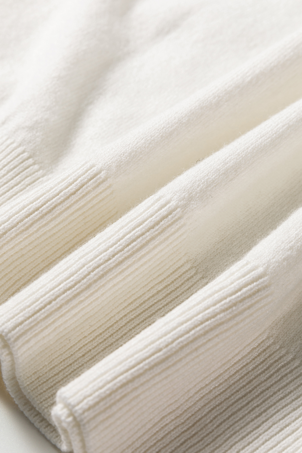 White Button Split Cuffs Round Neck Slim Sweater - loveforevers