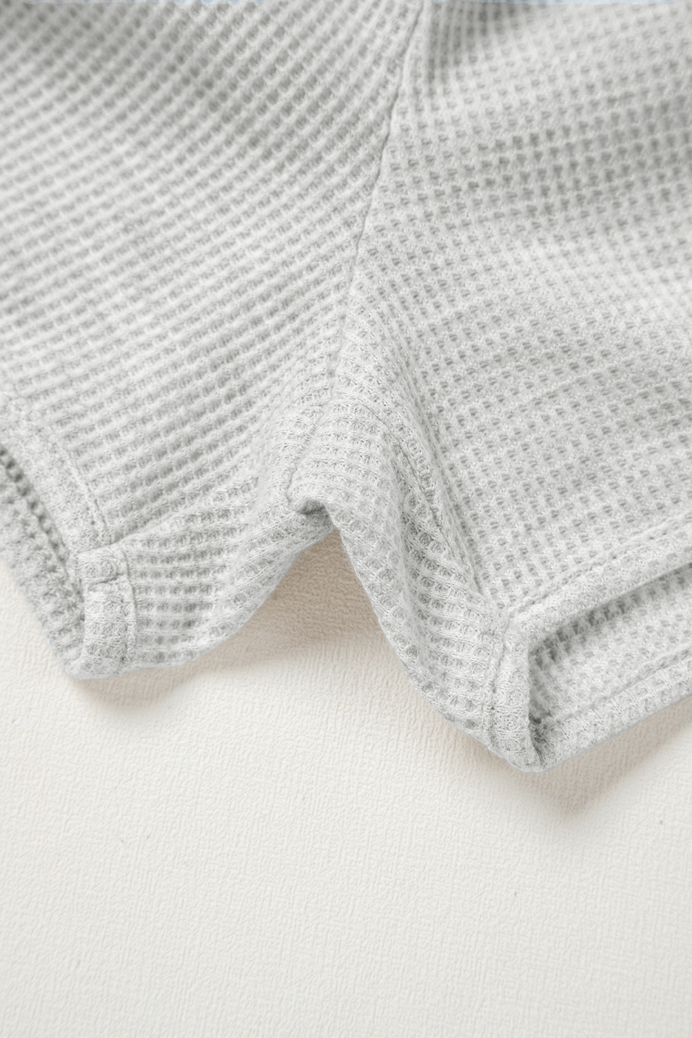 Light Grey Waffle Knit Sleeveless Buttoned Front Drawstring Elastic Waistband Romper - loveforevers