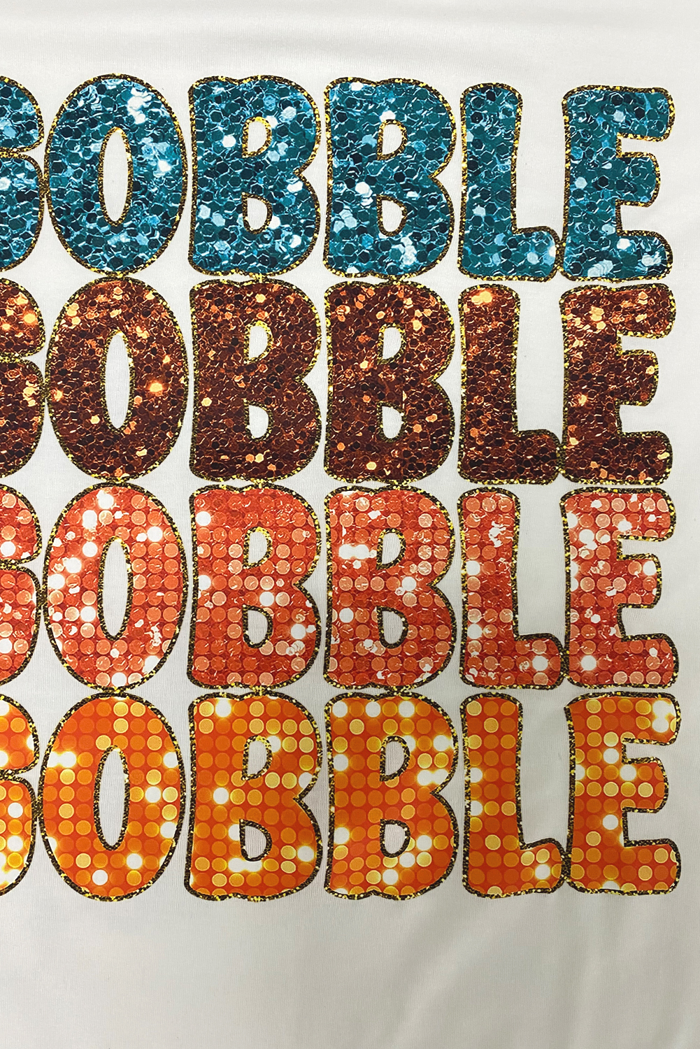 White Heat Transfer GOBBLE Graphic Crewneck Thanksgiving T Shirt - loveforevers