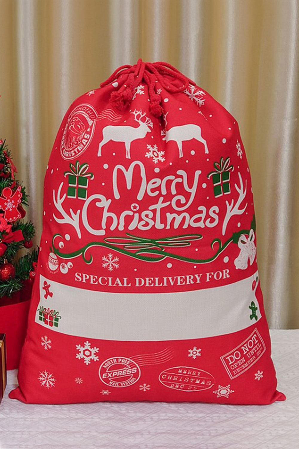Fiery Red Christmas Drawstring Large Gift Bag 50*66cm - loveforevers