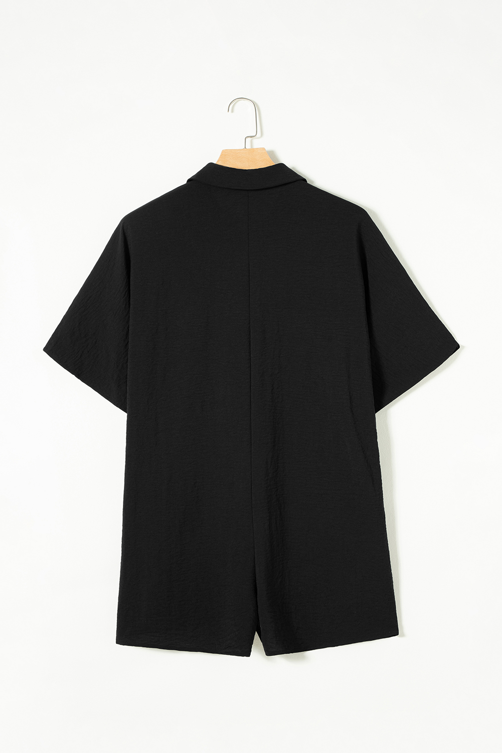Black Half Button Collared Loose Romper - loveforevers