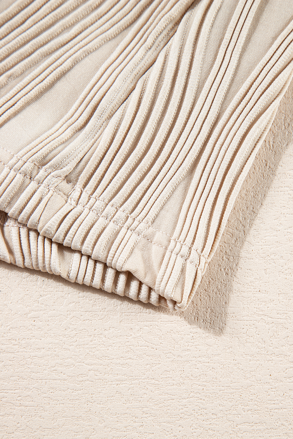 White Wavy Textured Mock Neck Cap Sleeve Top - loveforevers