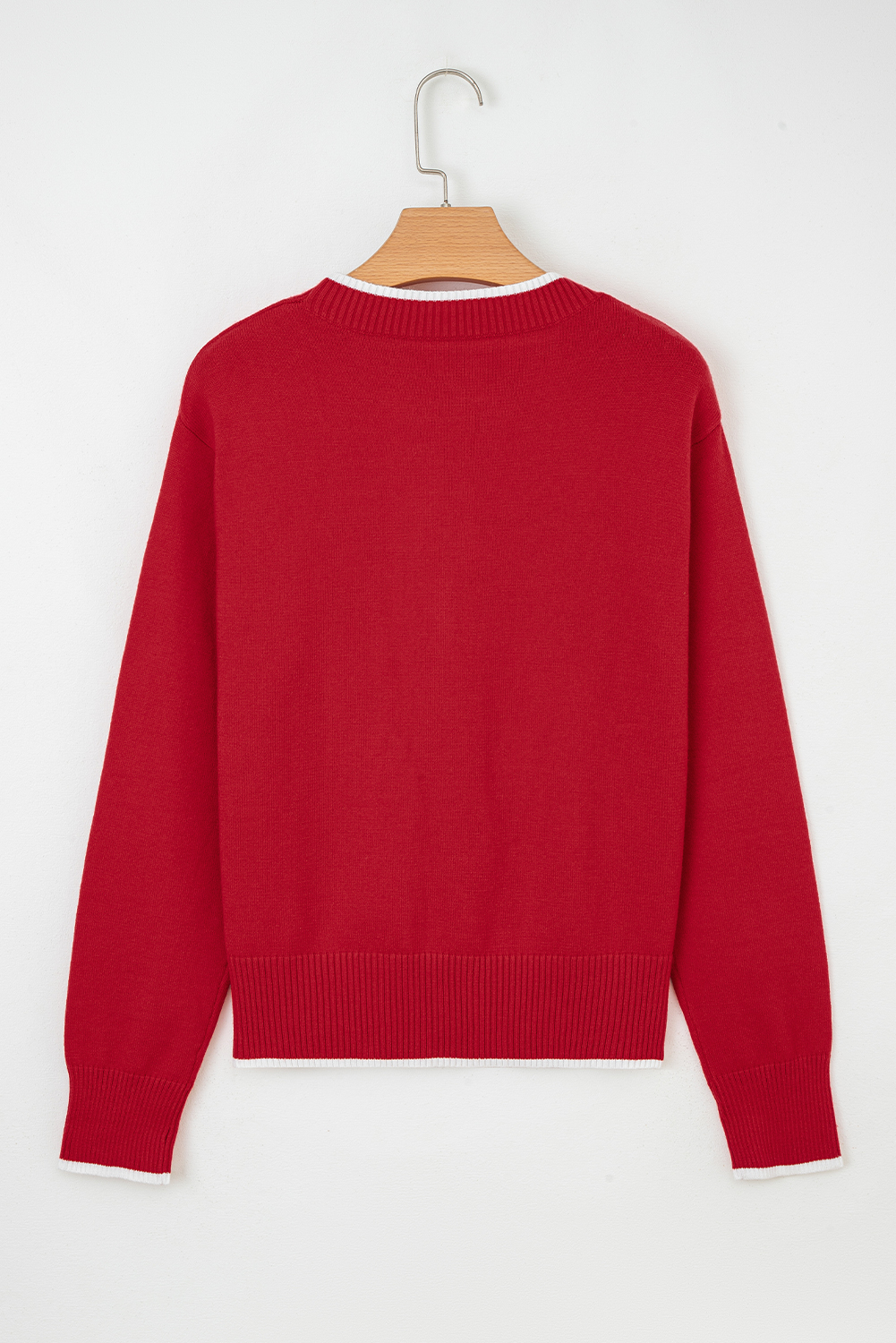 Black Contrast Trim Big Bow Accent Holiday Cropped Sweater - loveforevers