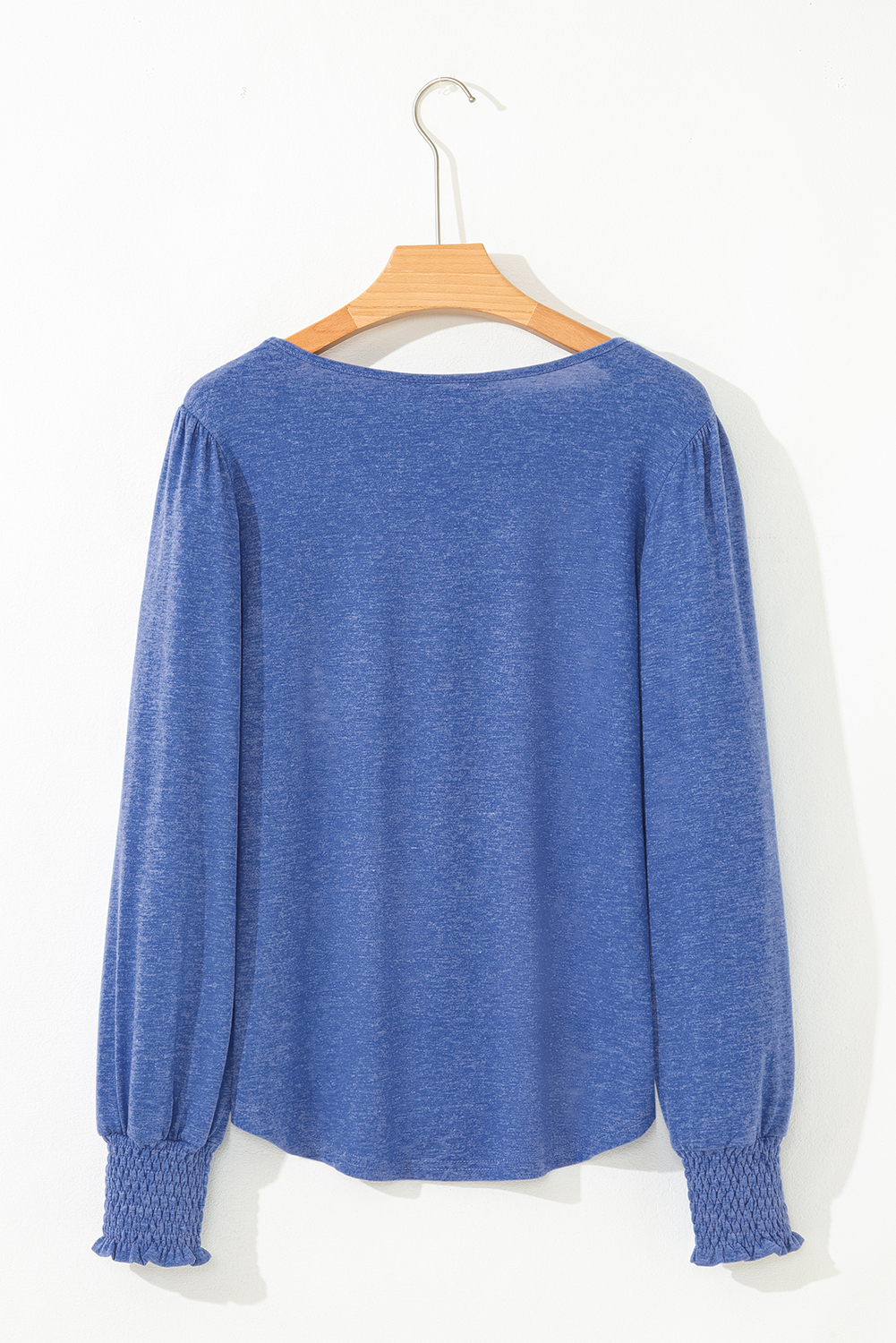 Beige Shirred Shoulder Frilled Cuffs Long Sleeve Top - loveforevers