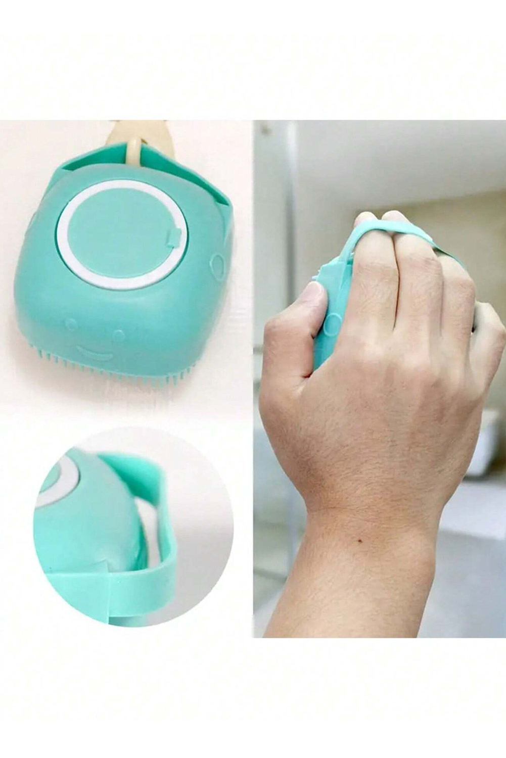 Pale Chestnut Silicone Pet Washer Brush with Shampoo Dispenser - loveforevers